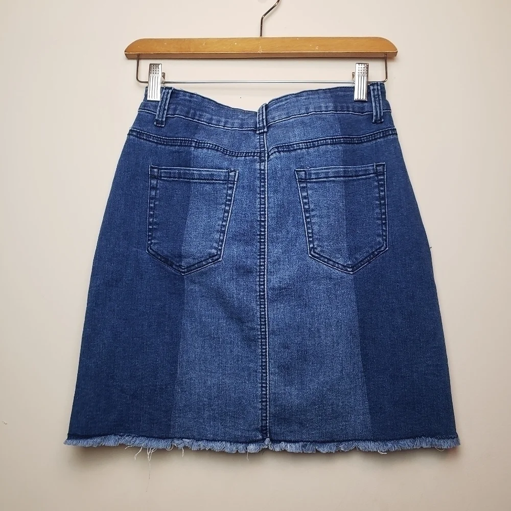 DAVI & DANI Jean Raw Hem Micro and Ultra Mini Skirt